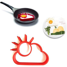 Adorável utensílio para fazer desenhos com ovos, antiaderente, para fritar no café da manhã, feito de silicone orgânico seguro para alimentos,