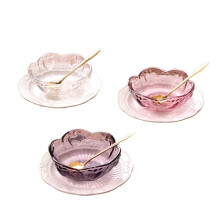 Boluri de salată din cristal japonez, farfurii romantice vintage din sticlă pentru petreceri, bol pentru bomboane din cristal cu aspect artistic