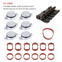 6x 33mm Aluminium Wirbelklappen Stopfen + Dichtungen für BMW 320d 330d 520d 530d