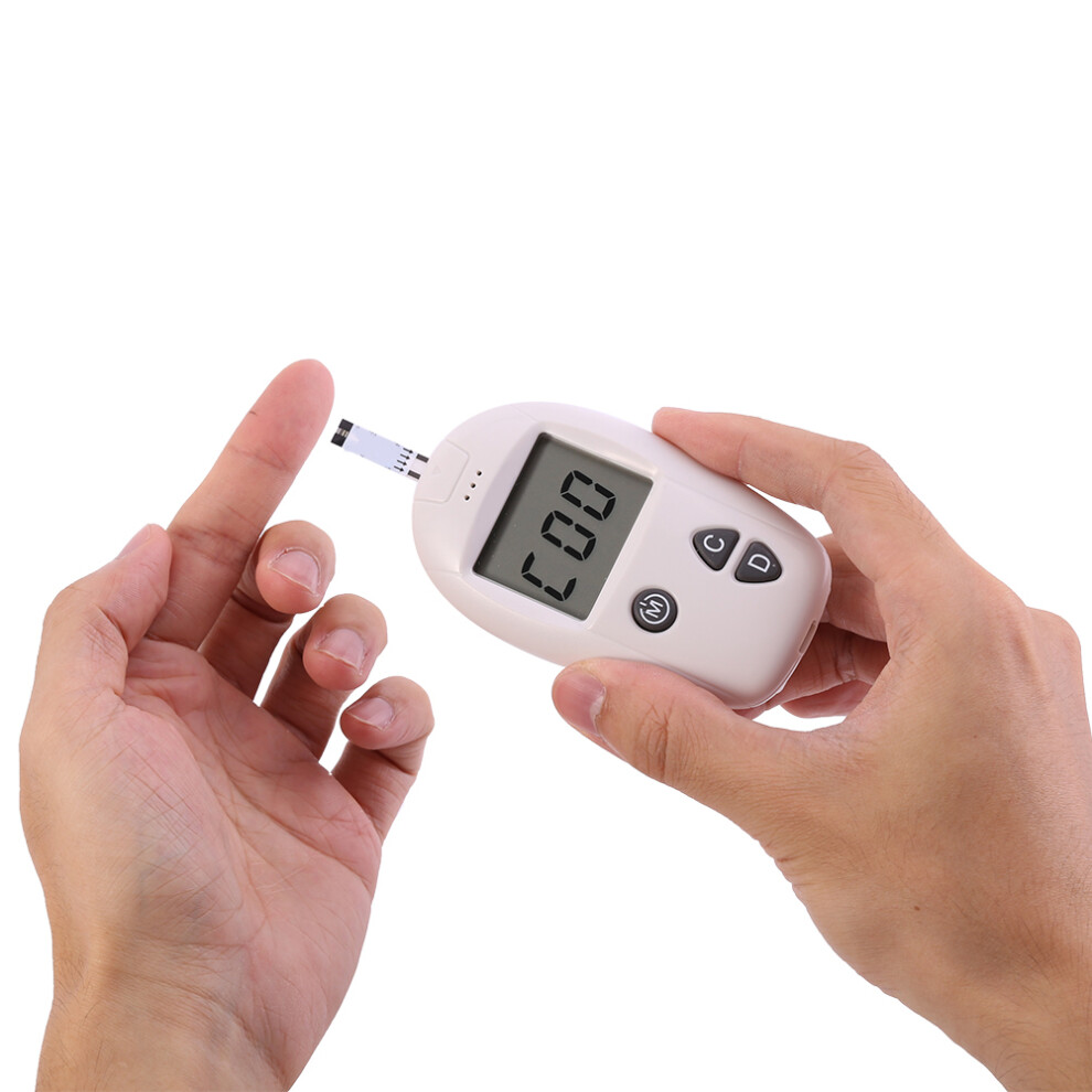 White Accurate Blood Glucose Meter Kit With 50 Test Strips & Lancets - Compact, 10X5.5x1.5cm