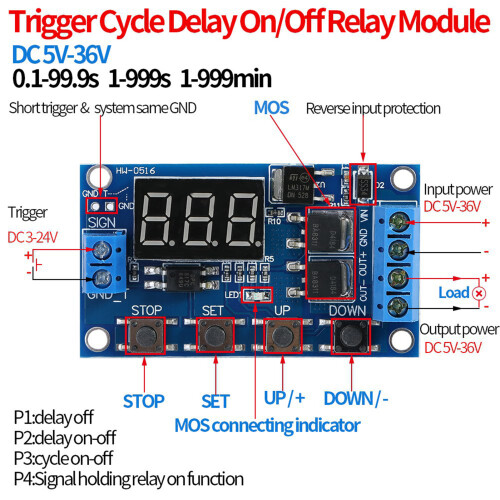 DC-Trigger-Verzögerungs-Timer-Modul 5V-36V mit LED-Display für Relaissteuerung 2