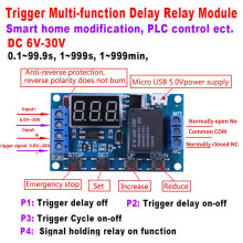 DC 6V~30V Trigger-Verzögerung Ein/Aus Zyklus-Timer Relais-Schaltmodul mit digitaler LED