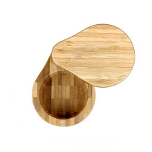 Round Ceramic Condiment Holder, Kitchen Multi-Function Spice Canister with Bamboo Lid for Salt, Pepper, and Herbs Storage, Stylish and Practical (1PC)