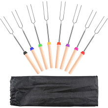 Extra lange, ausziehbare Marshmallow-Sticks, Campingausrüstung für Lagerfeuer und Grillabende im Garten, robuster Edelstahl, Holzgriffe, inklusive