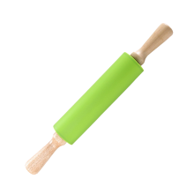 Teigroller aus Silikon mit Holzgriff, antihaftbeschichtet, hitzebeständig, ergonomisch, glatte Oberfläche – ein unverzichtbares Küchenutensil.