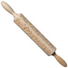 Antihaft-Teigroller, graviertes Nudelholz aus Holz, ideal für Teigtaschen, Gebäck, Wan-Tan-Teig, Muffins, Kekse, zeitsparend, ergonomischer Griff