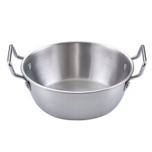 Roestvrijstalen snackmand, ronde snackbewaarmand met dubbele handgrepen voor het serveren van gefrituurde kip en salade, multifunctioneel metalen