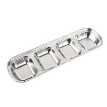 Soluções elegantes para refeições, travessa para molho de soja em aço inoxidável com 3 compartimentos divididos, fácil de guardar e limpar,