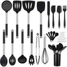 Cuillère-louche professionnelle en silicone, grande cuillère à soupe, ustensiles de cuisine antiadhésifs, manches ergonomiques en acier