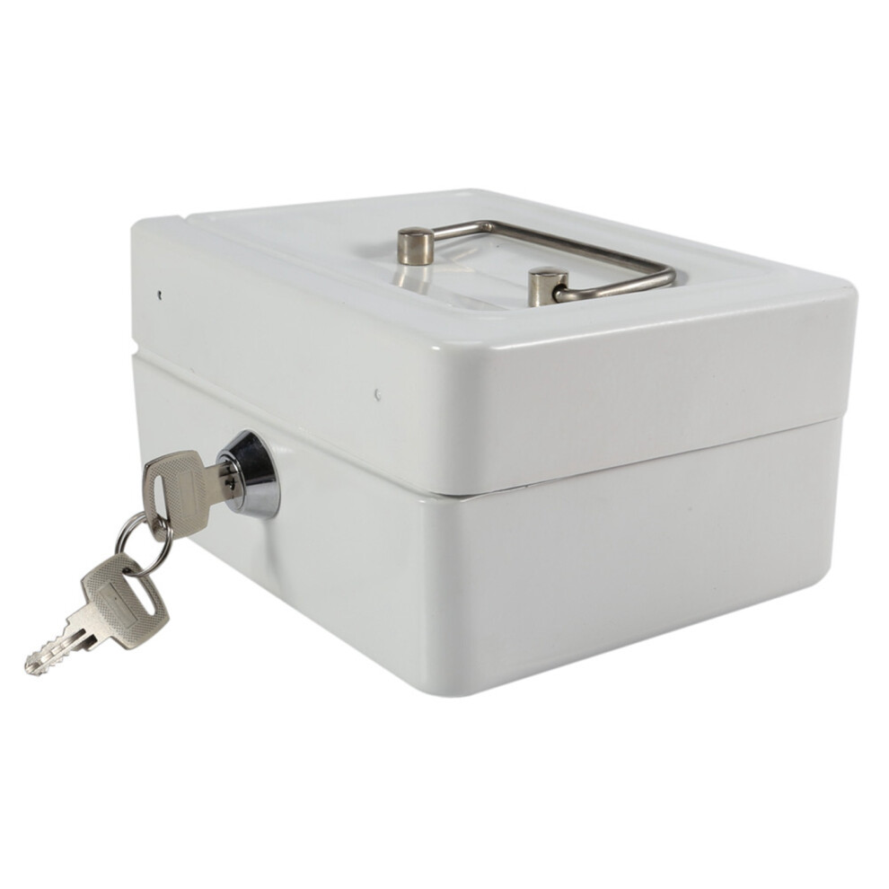 Small White Lockable Coin Safe Box - Portable Security For Cash & Jewelry 8421363012134