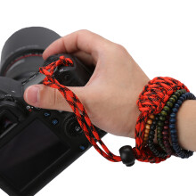 Kamera-Handgurt, Handgelenk-Lanyard, Paracord, Outdoor, verstellbar, Rot, Schwarz
