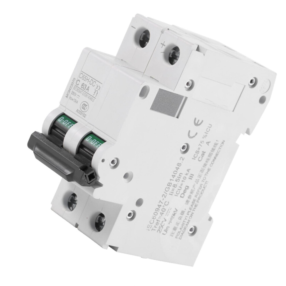 250V Dc 2P Miniature Air Circuit Breaker 63A Solar Switch Low Voltage Durable 8381363013459