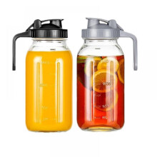 Glaskande med hældetud, hældetud, dobbelt lækagesikker, lufttæt forsegling, bred mundingsdesign til koldbrygget kaffe, iste, juice, limonade, F