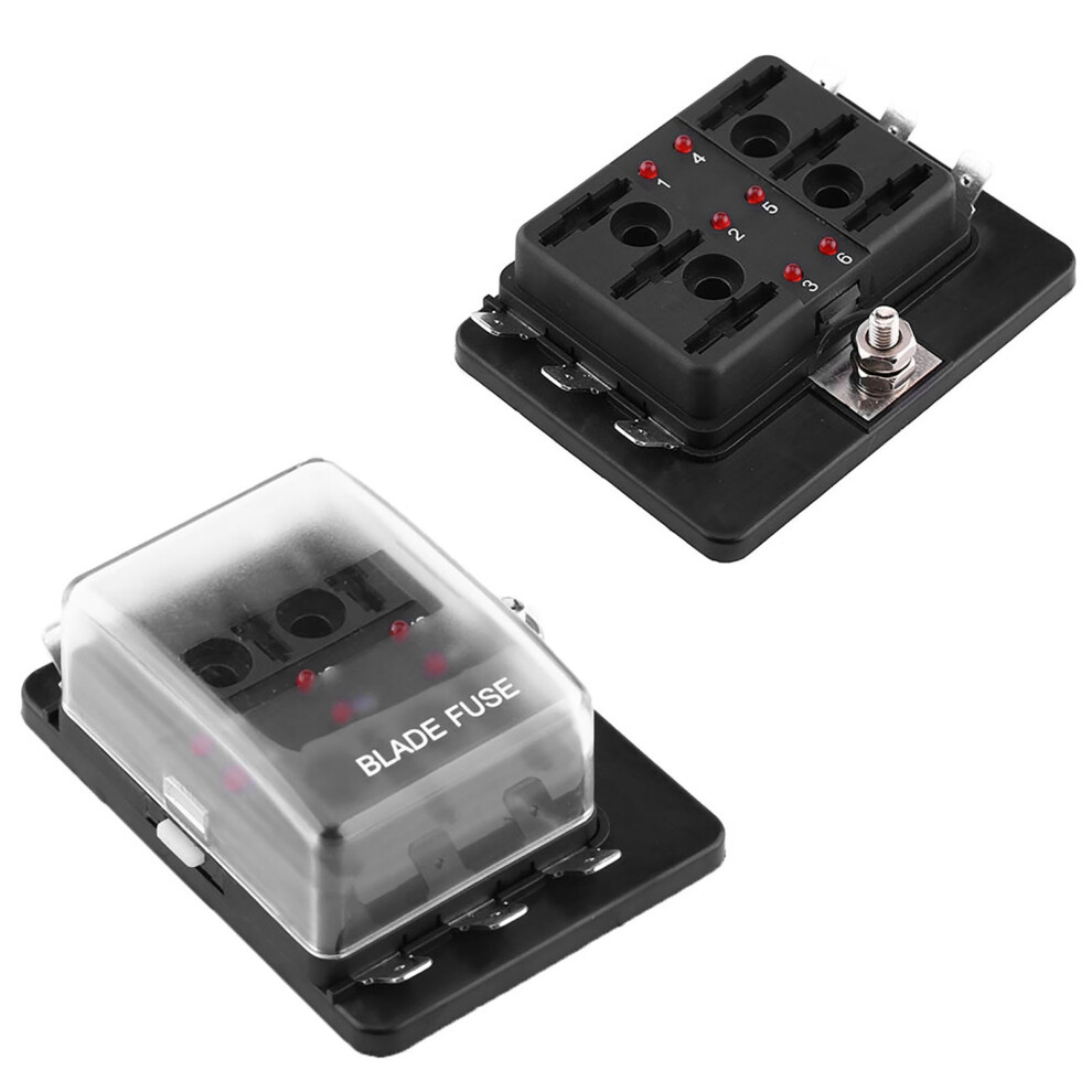 Car Boat Van Marine 6 Way Circuit Blade Fuse Box With Led Warning Kit Light 4361363015664