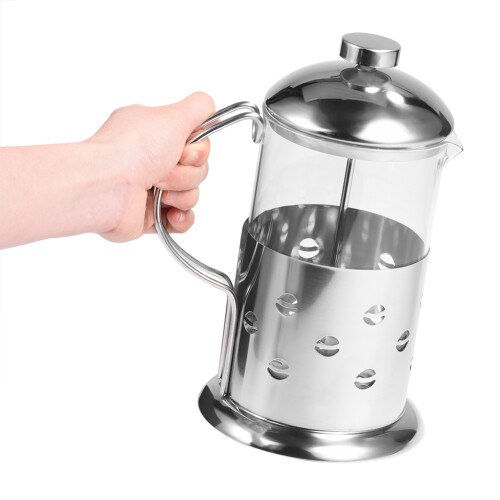 Κομψή καφετιέρα και τσαγιέρα French Press, σχεδιασμός από ανοξείδωτο ατσάλι, σύστημα