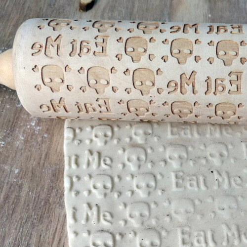 Ξύλινος πλάστης με σκάλισμα κρανίου, ανάγλυφος πλάστης για δημιουργικό ψήσιμο, 2
