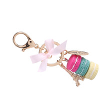 Exquisite Rose Red Eiffel Tower and Macaroon Keychain for Bags or Cars