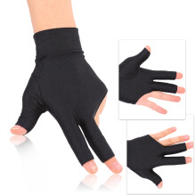 Snooker Billard Linkshänder Offene Drei-Finger Spandex-Handschuh Schwarz, Einheitsgröße