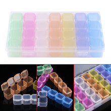 Plastik 28-Fach Aufbewahrungsbox für Nail Art, Rhinestones, Perlen, Schmuck-Organizer