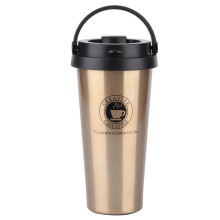 Caneca térmica de aço inoxidável com isolamento a vácuo, design anti-escaldante, tampa à prova de vazamentos, apoio para colher isolado, 500ml,