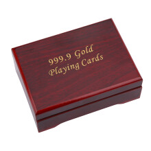 Exclusive Fake Gold Foil Poker Cards Plastic Set in Euro & Wooden Box