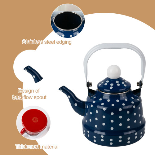 Τσαγιέρα από σμάλτο Vintage Polka Dot, βραστήρας υψηλής ποιότητας από σμάλτο για τσάι, 2