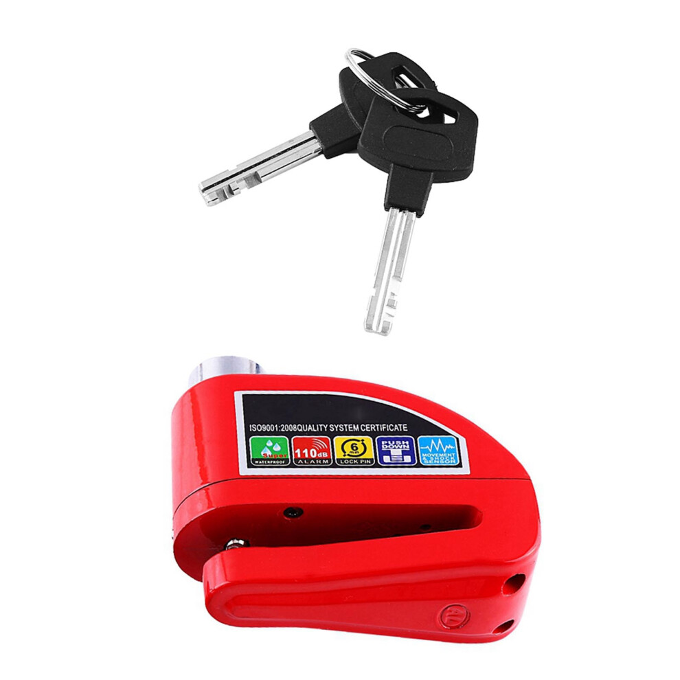 Anti-Theft Disc Brake Lock With Alarm For Motorcycles Scooters - Red 5031363021871
