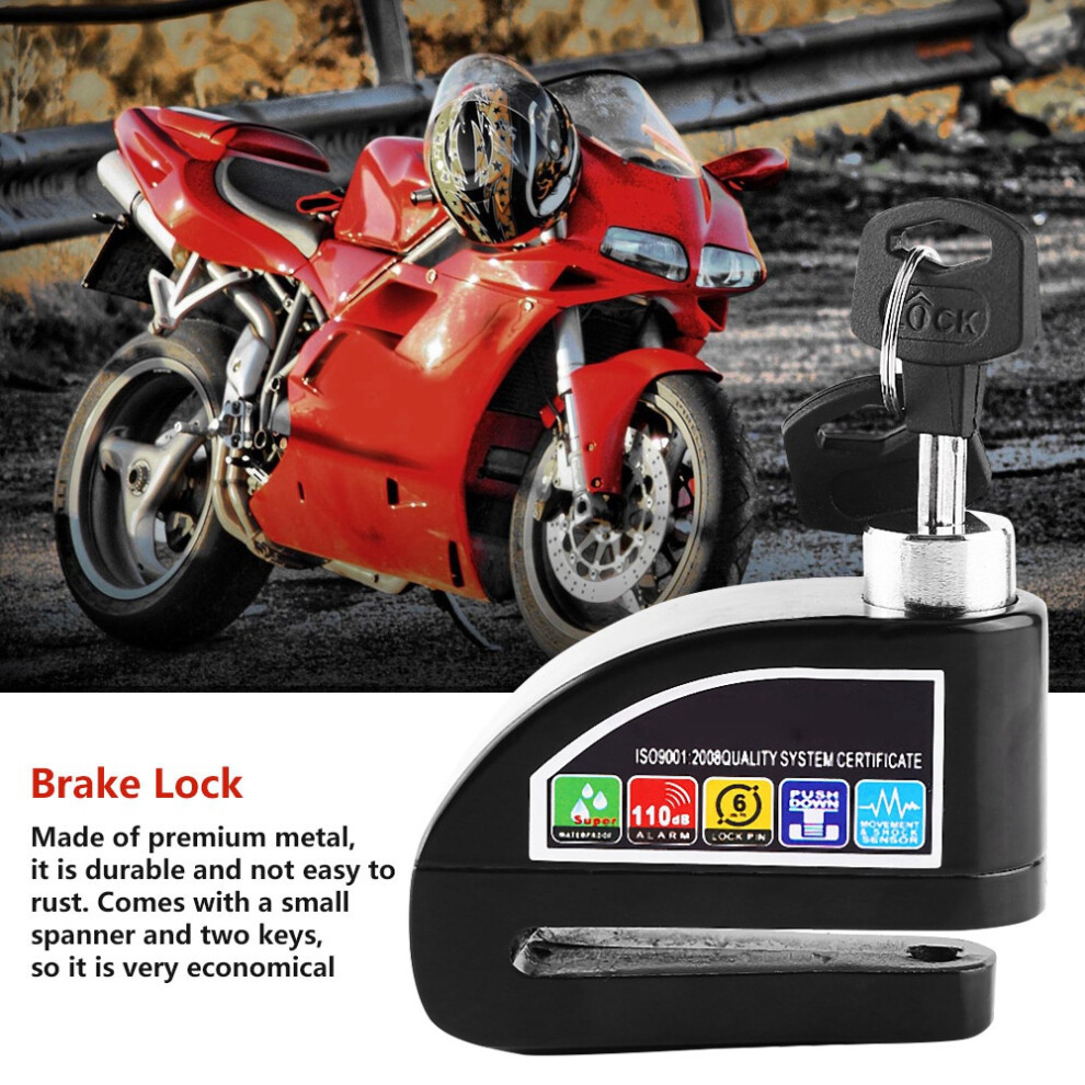 Anti-Theft Disc Lock For Motorcycle Scooter Bicycle With Alarm, Black 4661363021901