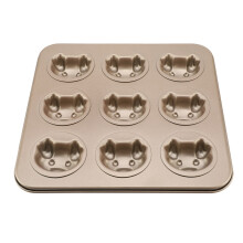Backform für Cupcakes und Kekse, antihaftbeschichtete Muffinform mit 9 Mulden und Schweinchenmuster aus Kohlenstoffstahl, wiederverwendbares