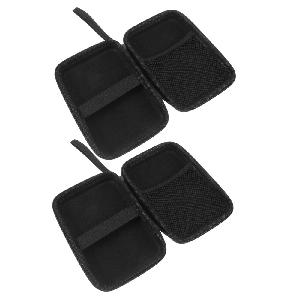 2pcs EVA Hard Drive Carrying Pouch Zipper Shockproof Storage Case For Electronics Accessories Travel Organizer Black-image-OPC-PN5QZ6W-NEW