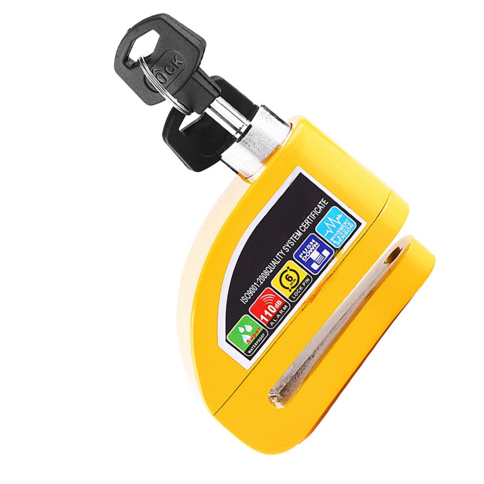 Bike Motorcycle Scooter Disc Brake Lock Anti Theft Alarm System Yellow 7891363021916