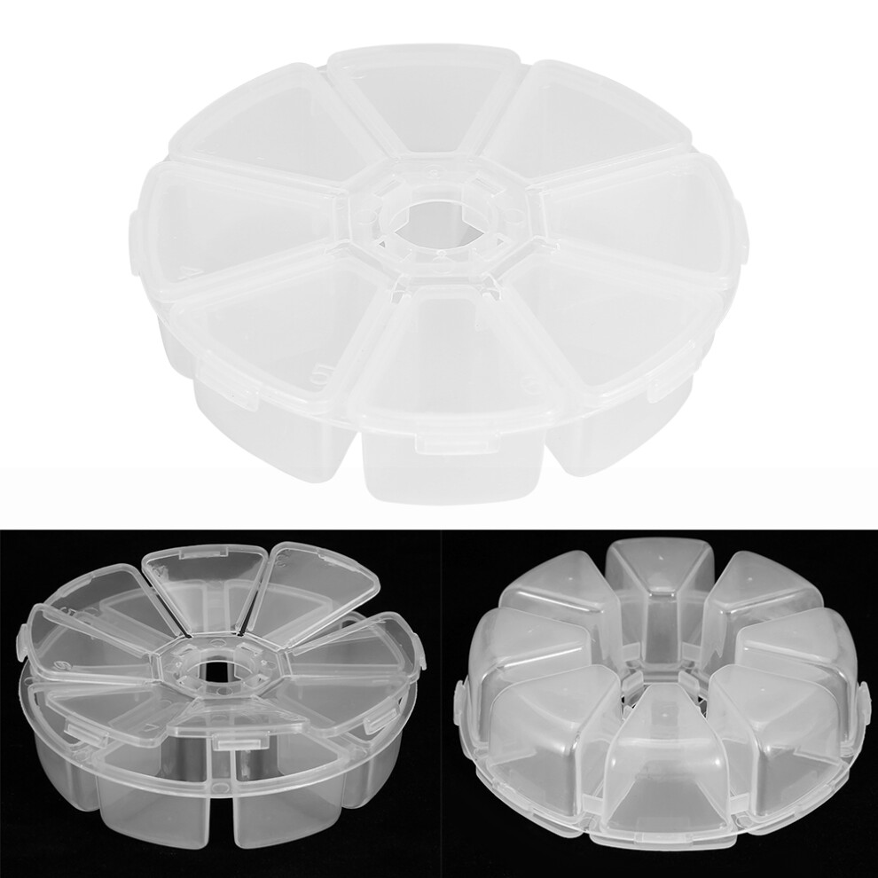 8 Grids Clear Nail Art Rhinestone Gem Bead Storage Box, Portable