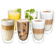 Cană de cafea din sticlă borosilicată rezistentă la căldură, cană de băut fără mâner pentru Latte Cappuccino Espresso Ceai, pahar termic