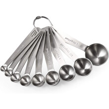 Cuillères doseuses de précision, ensemble de 9 en acier inoxydable pour une cuisson précise des ingrédients secs et liquides, résistantes à la
