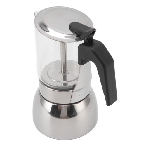 Διπλής Βαλβίδας Moka Pot, Φορητή Καφετιέρα Εστίας με Διαφανές Καπάκι, Ανοξείδωτη 2