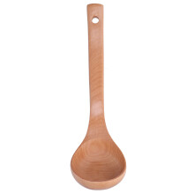 Cucharón de madera natural, de madera maciza, forma ergonómica para un agarre cómodo, perfecto para ollas y sartenes antiadherentes, duradero, no