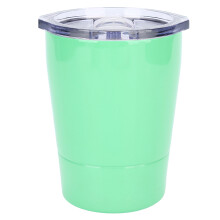 Tazza termica compatta a doppio strato in acciaio inox con coperchio a prova di perdite, superficie verniciata a polvere, bordi arrotondati,