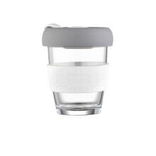 Återanvändbar isolerad kaffemugg, 8,5x12,5 cm resemugg i borosilikatglas med silikongrepp, för en fräsch smakupplevelse