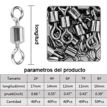 210pcs High Strength Stainless Steel Fishing Swivel Set 2#/4#/6#/7#/8#