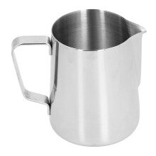 Jarra espumadora de grado barista con diseño de escala, espumador de leche de acero inoxidable para espresso y capuchino, jarra de café apta para
