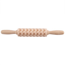 Rolo de massa decorativo para biscoitos, feito de madeira natural atóxica, perfeito para criar lindos símbolos natalinos e decorar diversos