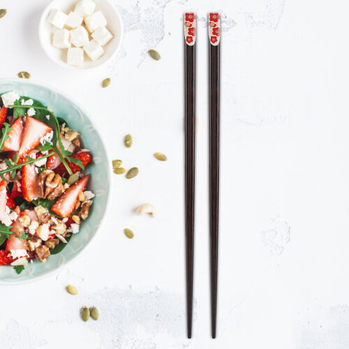Ξύλινα Chopsticks ιαπωνικού τύπου, εργονομική λαβή, για ασιατικές κουζίνες, πλενόμενα 1