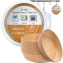Tapis de cuisson ronds pour friteuse à air chaud, prédécoupés en forme de bol, jetables, antiadhésifs, résistants à l'eau et à l'huile, pour