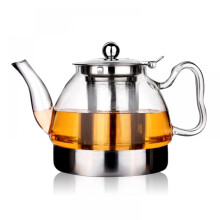 Komfyrtoppsikker glasskjele, ergonomisk håndtak i borosilikatglass med avtakbar infuser, oppvaskmaskinsikker varmebestandig kanne med rustfritt stål