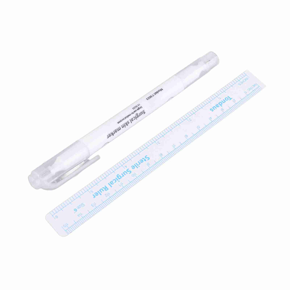 White Non-Toxic Surgical Marker Pen With Fine Tips & Ruler Included