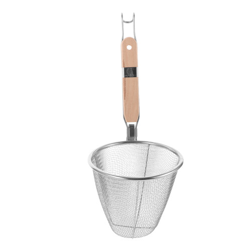 colador de espaguetis con mango de madera y acero inoxidable 2