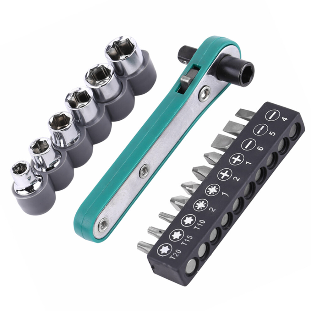 1/4'' Ratchet Screwdriver Handle Kit With Interchangeable Bits & 1/4'' Sockets 8781363039822