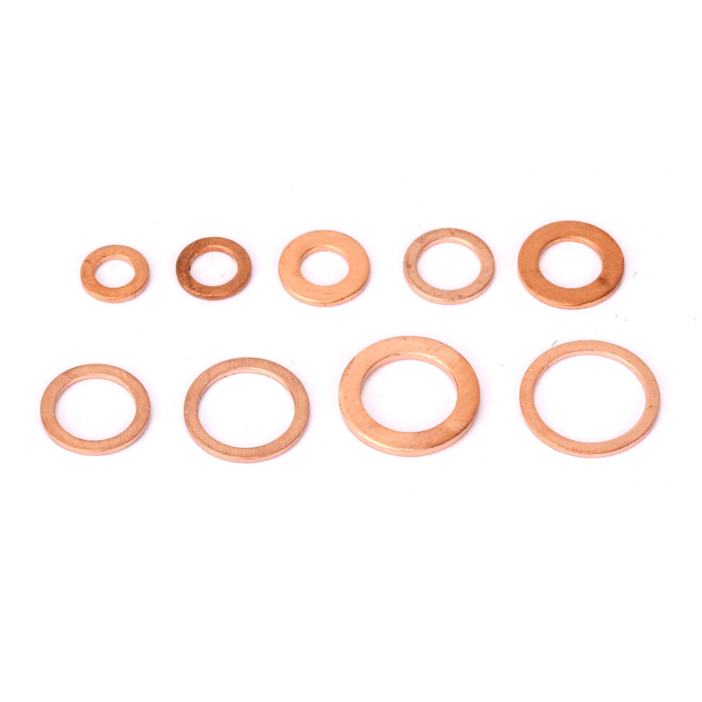 Durable Copper Washers 200Pcs M5 To M14 Flat Rings Assorted Hardware In Box 8281363041288