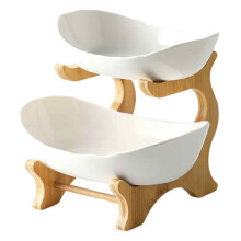 Soluție de depozitare a fructelor cu mai multe niveluri, bol din lemn pentru fructe cu suport din bambus, coș de fructe din ceramică pentru fructe