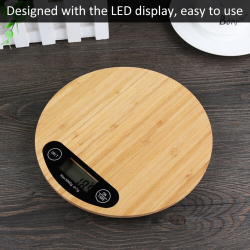 Ηλεκτρονική ζυγαριά κουζίνας με οθόνη LED, φυσικό μπαμπού, βιώσιμος σχεδιασμός, 1